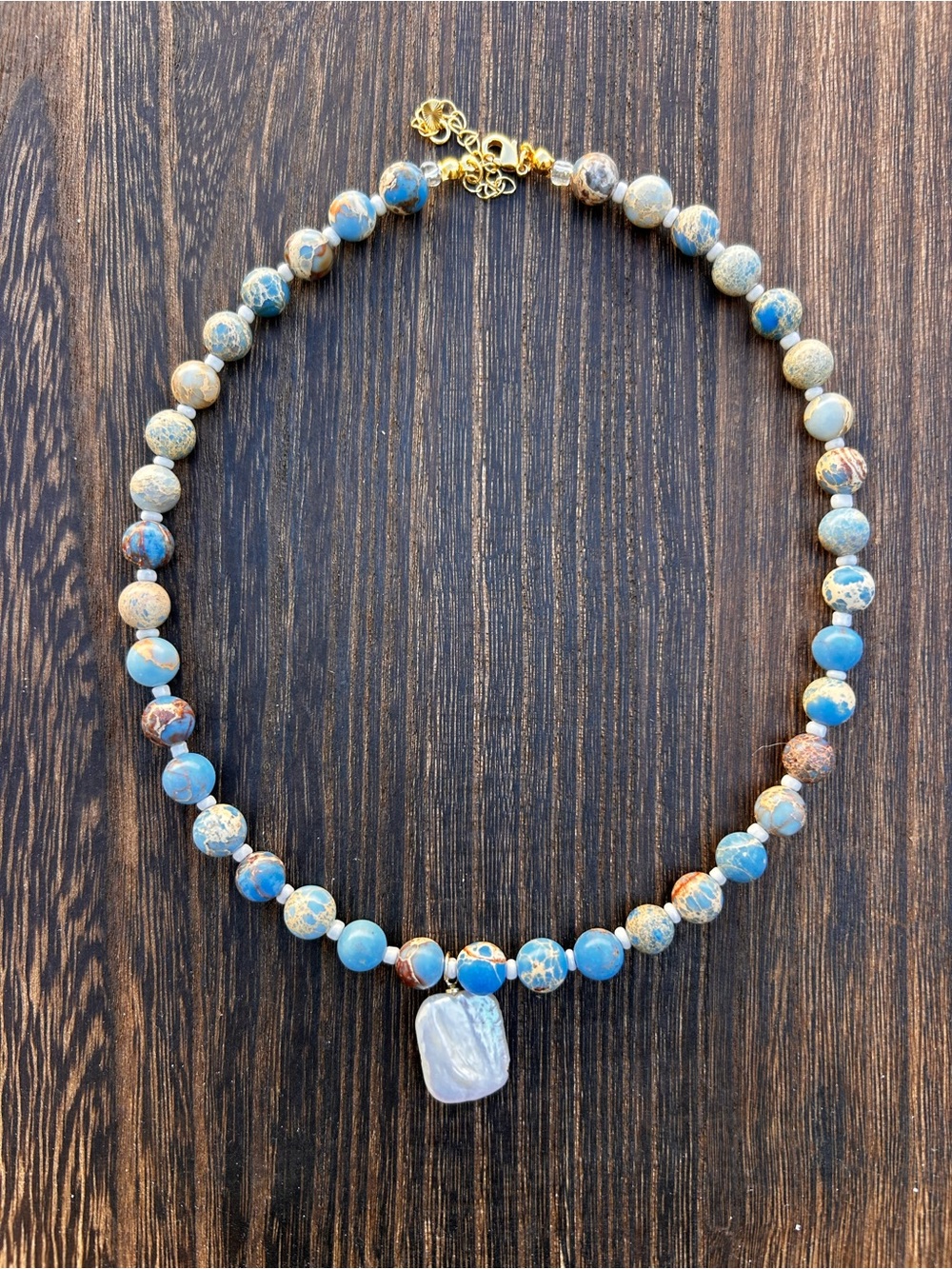 Shore + Sky Necklace | Blue Sediment | Jasper Beads | Coastal Jewelry